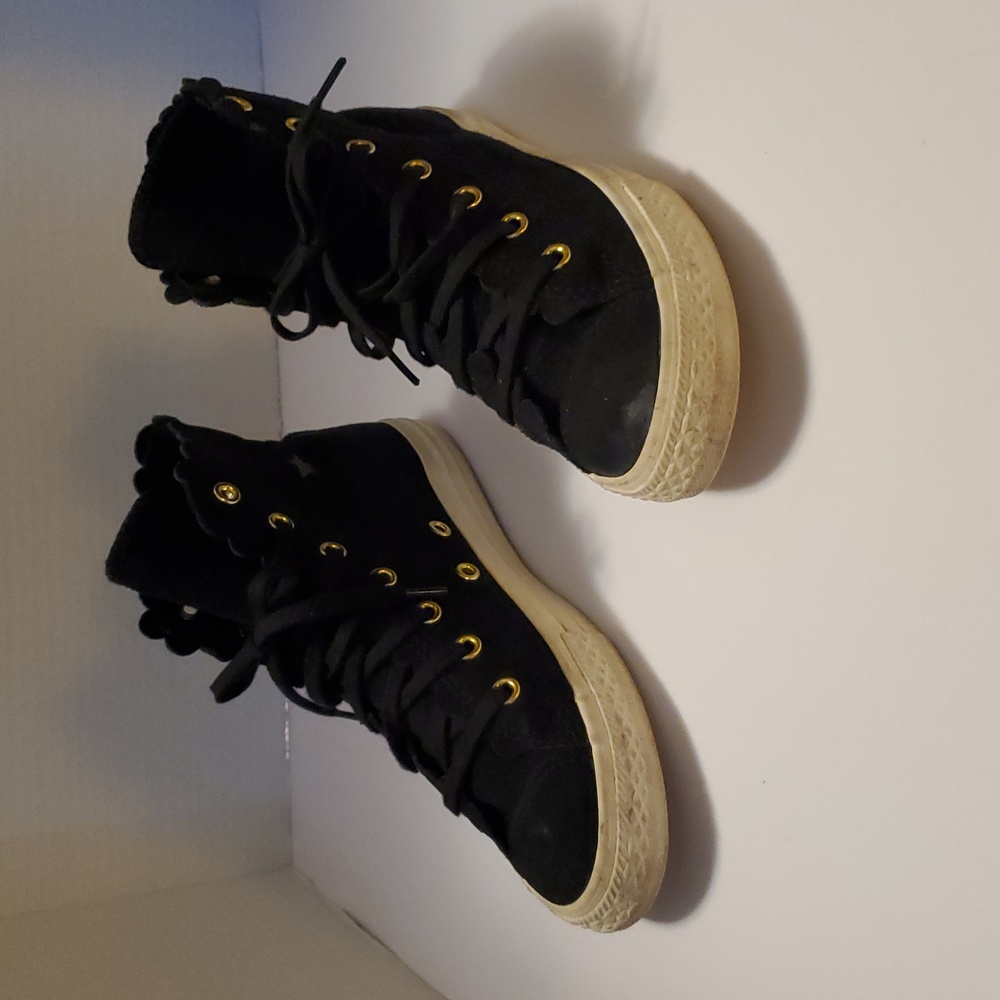 Converse Chuck Taylor All Star Hi Frilly Thrills Girl's Black Sneakers Size 3